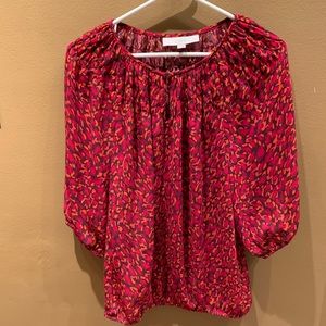 Loft Red Leopard Print Blouse